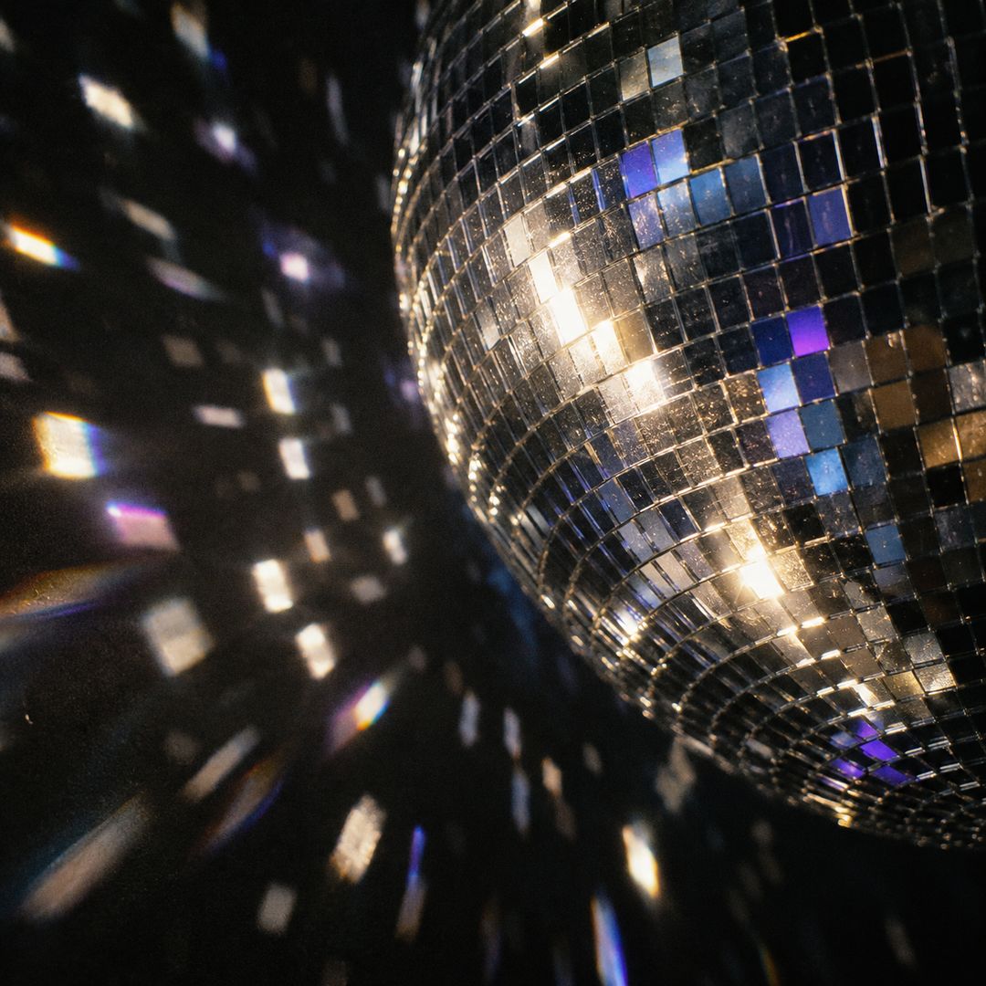 Close-up of a disco ball